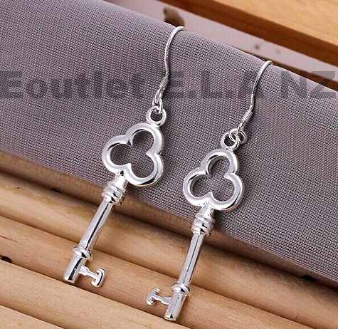 55mm KEY STYLE SILVER EARRINGS